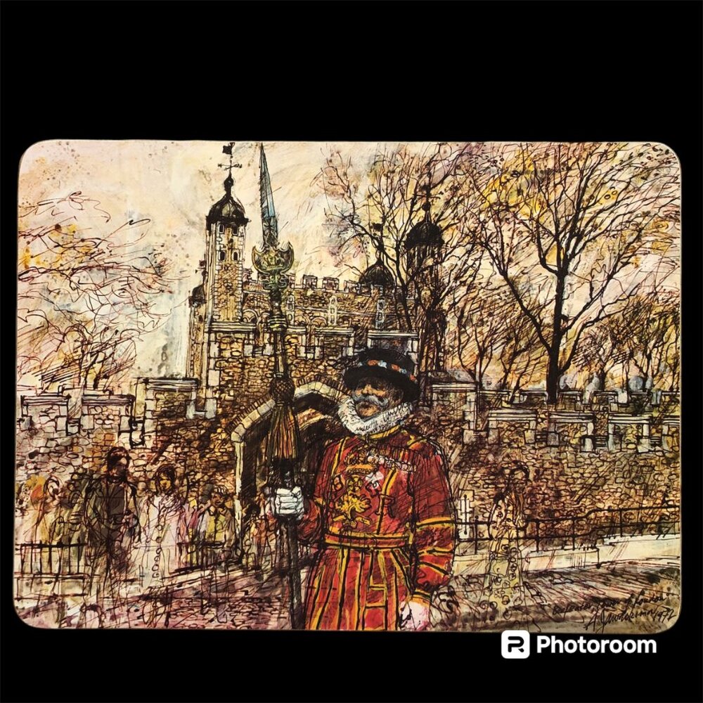 Vtg 1972 Set of 6 Clover Leaf Table Mats Placemat London Scenes Alex Jawdokimov - Picture 3 of 12